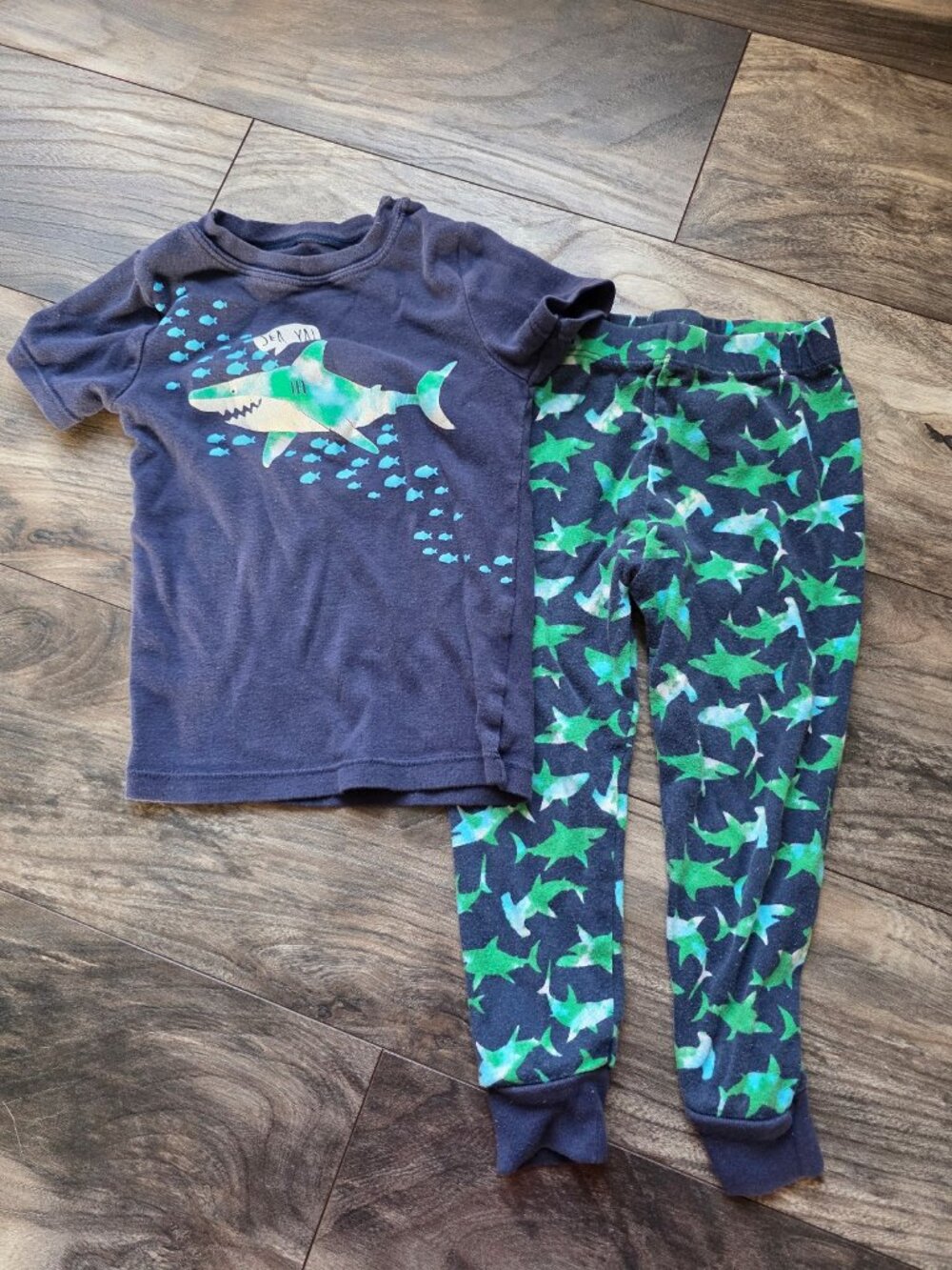 wonder nation Navy Blue Shark Pajama Set